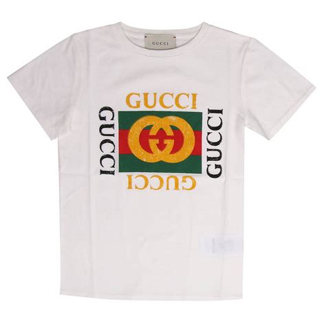 t shirt con stampa logo vintage gucci|T.